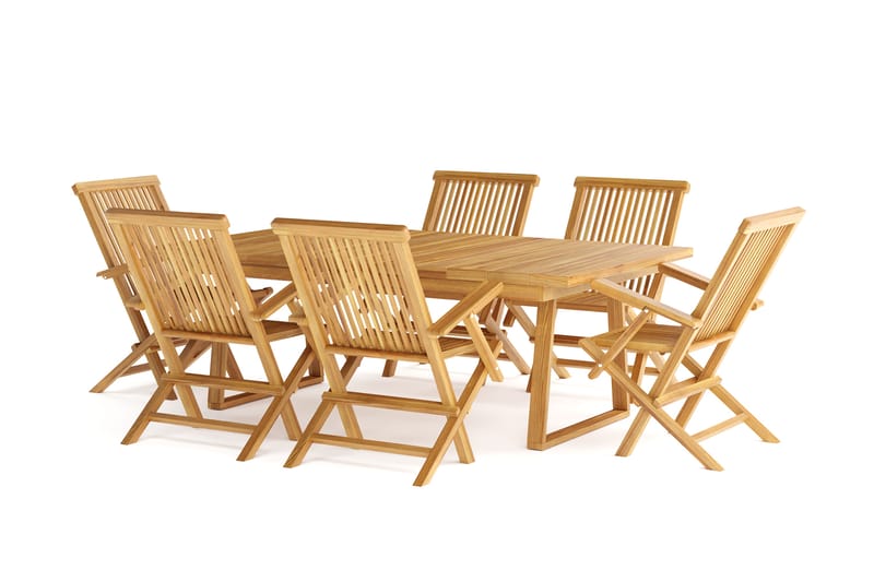 Menorca Spisegruppe Udendørs med 6 Menorca Armstole - Træ/natur - Havemøbler - Udendørsgruppe - Havesæt