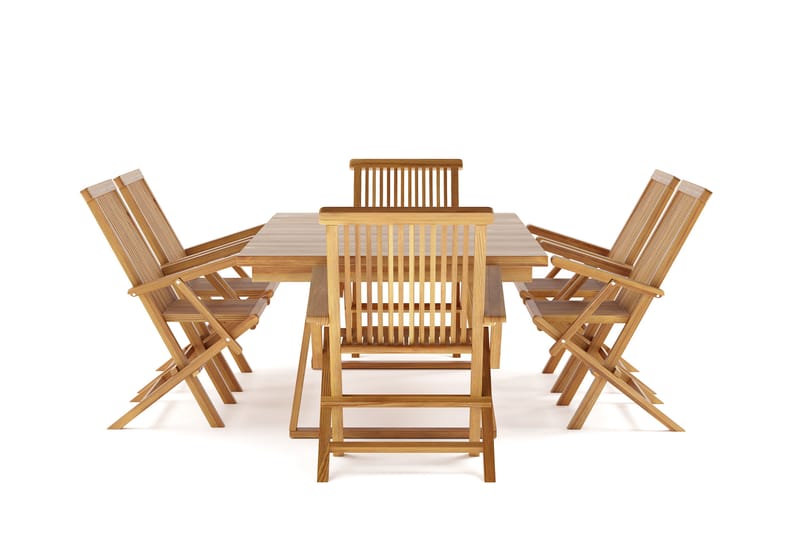 Menorca Spisegruppe Udendørs med 6 Menorca Armstole - Træ/natur - Havemøbler - Udendørsgruppe - Havesæt