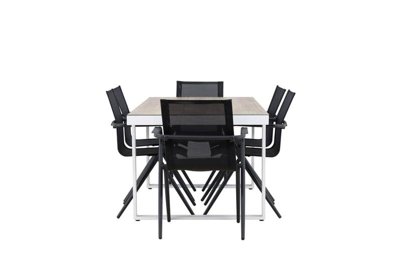 Merlo Spisegruppe cm Rektangulær med 6 Alina Stole - Hvid - Havemøbler - Udendørsgruppe - Havesæt