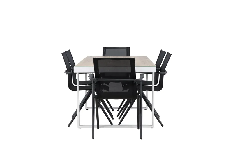 Merlo Spisegruppe cm Rektangulær med 6 Alina Stole - Hvid - Havemøbler - Udendørsgruppe - Havesæt