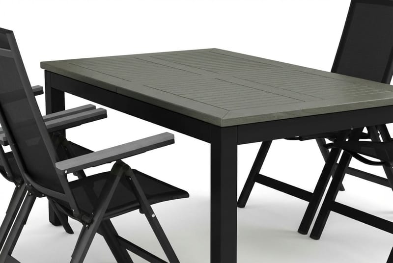Monaco udendørs spisegruppe udtrækkelig 150-250x90 med 4 Monaco Light positionsstole - Sort/Grå - Havemøbler - Udendørsgruppe - Havesæt