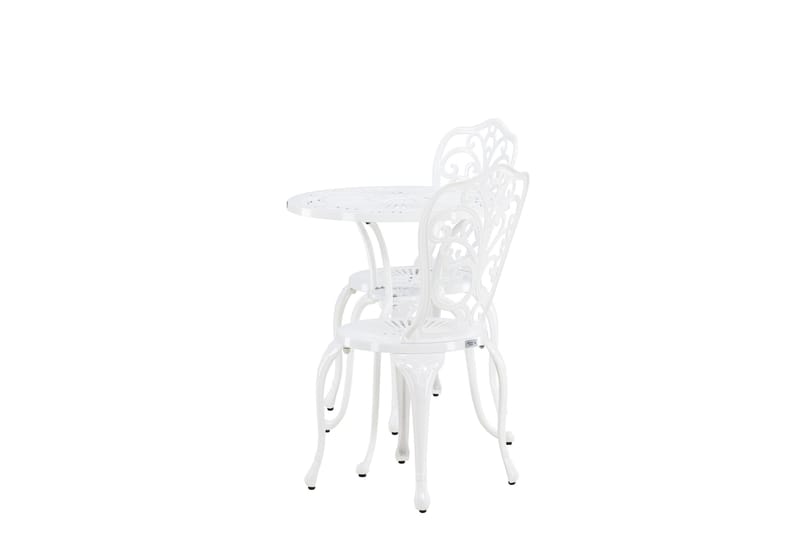 Nandin Spisegruppe + 2 stole - Hvid - Havemøbler - Udendørsgruppe - Cafesæt