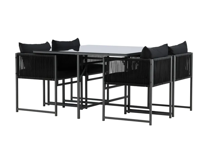 Noto Spisegruppe Udendørs 4-personers - Sort - Havemøbler - Udendørsgruppe - Havesæt