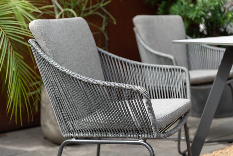 OPAL Spisegruppe 160 & 4 lænestole - Grå - Havemøbler - Udendørsgruppe - Havesæt