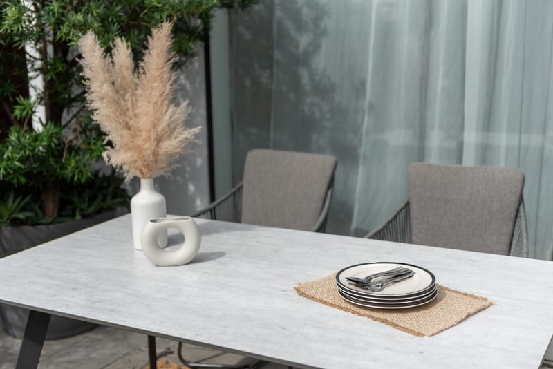 OPAL Spisegruppe 160 & 4 lænestole - Grå - Havemøbler - Udendørsgruppe - Havesæt