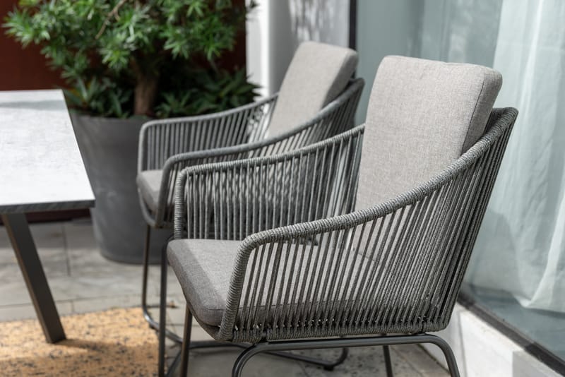 OPAL Spisegruppe 160 & 4 lænestole - Grå - Havemøbler - Udendørsgruppe - Havesæt