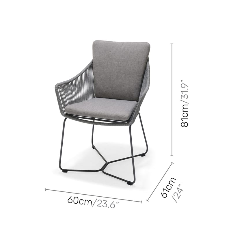 OPAL Spisegruppe 220 & 6 lænestole - Grå - Havemøbler - Udendørsgruppe - Havesæt