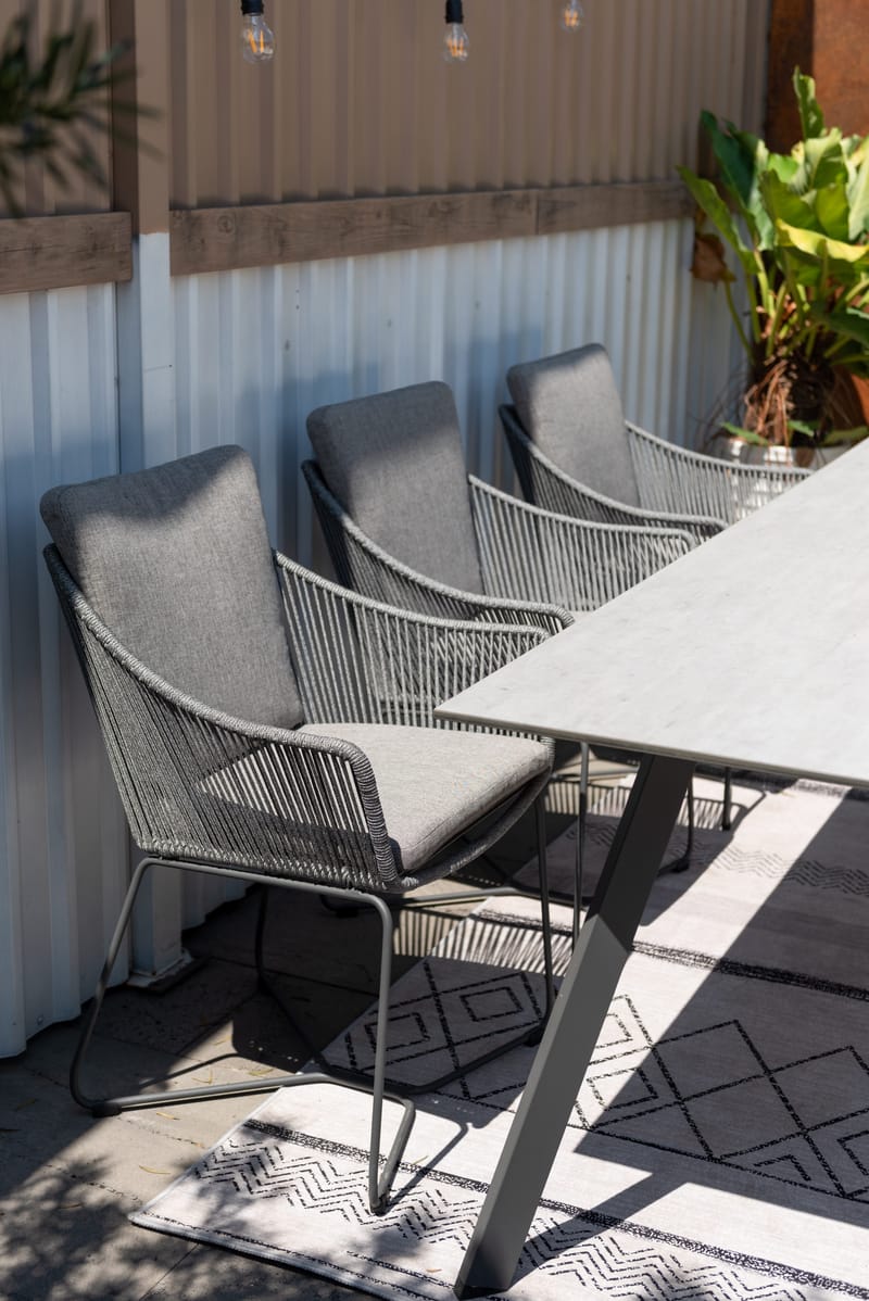 OPAL Spisegruppe 220 & 6 lænestole - Grå - Havemøbler - Udendørsgruppe - Havesæt