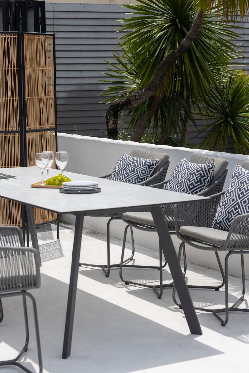 OPAL Spisegruppe 220 & 6 lænestole - Grå - Havemøbler - Udendørsgruppe - Havesæt