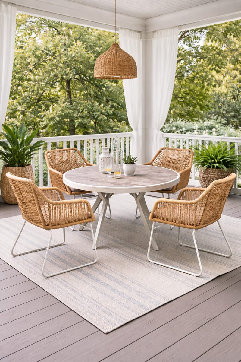 Palermo Rund Spisegruppe 130 med 4 Seville lænestole - Grå/Beige - Havemøbler - Udendørsgruppe - Havesæt