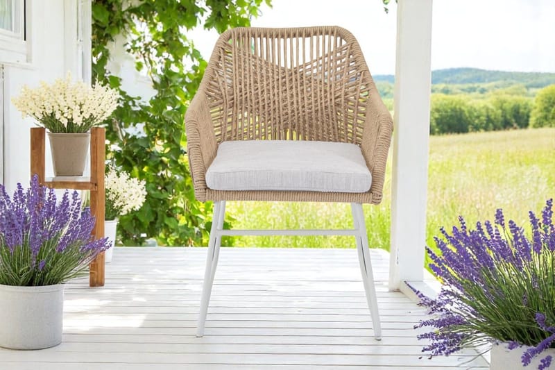 Palermo Rund Spisegruppe 130 med 4 Seville lænestole - Grå/Beige - Havemøbler - Udendørsgruppe - Havesæt