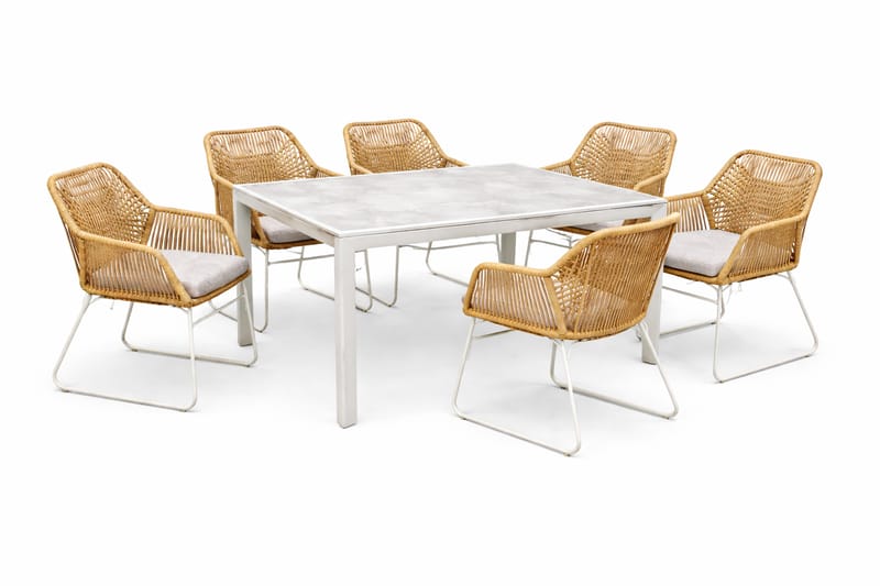 Palermo Spisegruppe Udendørs 200 med 4 Seville lænestole - Grå/Beige - Havemøbler - Udendørsgruppe - Havesæt