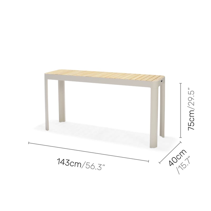 Portals Altan Sæt bord + bænk 140 cm - Beige/Træ - Havemøbler - Udendørsgruppe - Havesæt