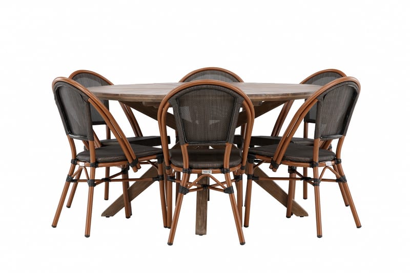 Rosario Spisegruppe 140 cm Rund med 6 Guarda Stole - Brun - Havemøbler - Udendørsgruppe - Havesæt