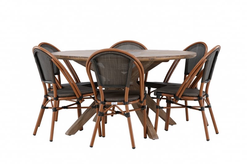 Rosario Spisegruppe 140 cm Rund med 6 Guarda Stole - Brun - Havemøbler - Udendørsgruppe - Havesæt
