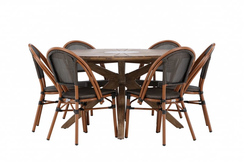 Rosario Spisegruppe 140 cm Rund med 6 Guarda Stole - Brun - Havemøbler - Udendørsgruppe - Havesæt