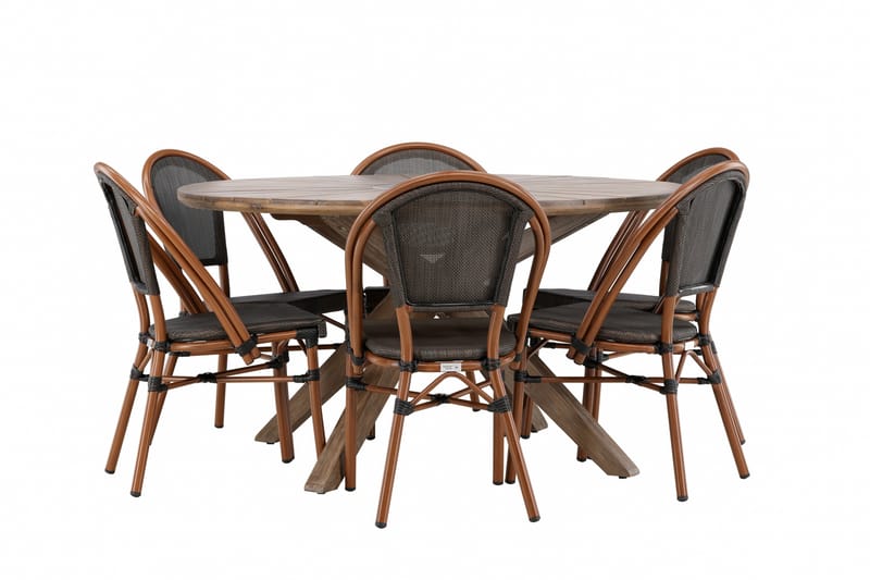 Rosario Spisegruppe 140 cm Rund med 6 Guarda Stole - Brun - Havemøbler - Udendørsgruppe - Havesæt