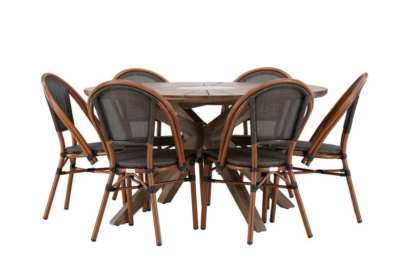 Rosario Spisegruppe 140 cm Rund med 6 Guarda Stole - Brun - Havemøbler - Udendørsgruppe - Havesæt