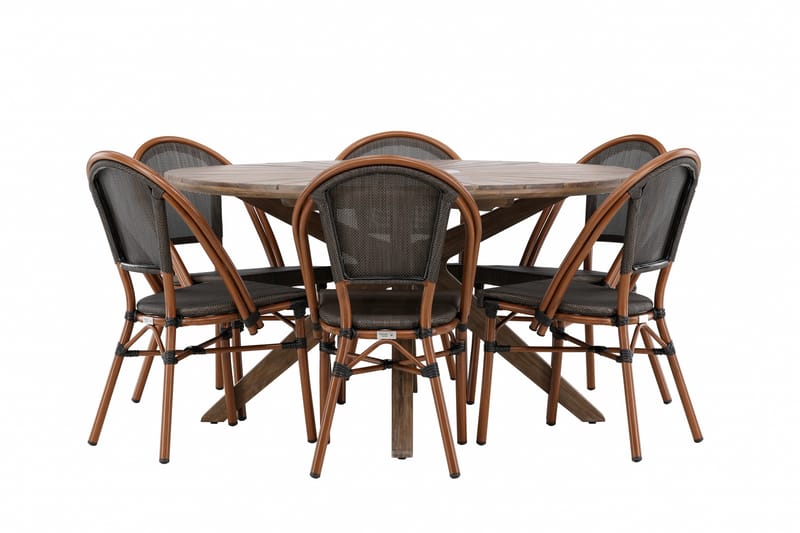 Rosario Spisegruppe 140 cm Rund med 6 Guarda Stole - Brun - Havemøbler - Udendørsgruppe - Havesæt