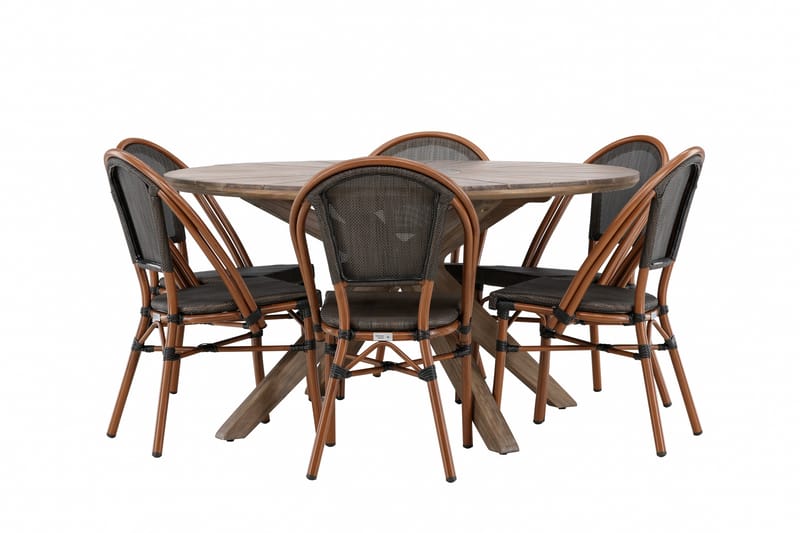 Rosario Spisegruppe 140 cm Rund med 6 Guarda Stole - Brun - Havemøbler - Udendørsgruppe - Havesæt
