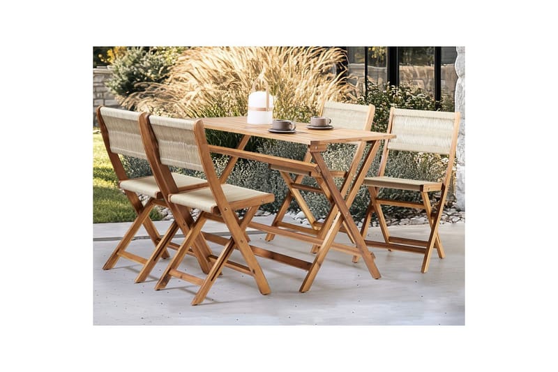 Sammenklappelige havemøbler Prossedi - Beige, Lys Træ - Havemøbler - Udendørsgruppe - Havesæt
