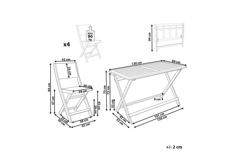 Sammenklappelige havemøbler Prossedi - Beige, Lys Træ - Havemøbler - Udendørsgruppe - Havesæt