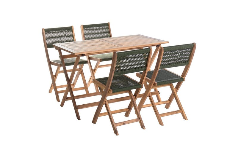 Sammenklappelige havemøbler Prossedi - Grønt, lyst træ - Havemøbler - Udendørsgruppe - Havesæt