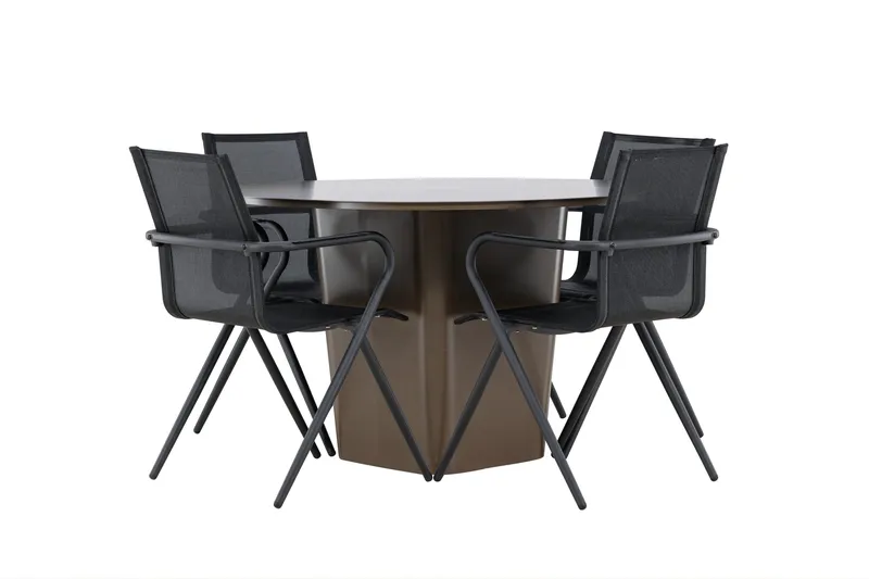 Santa Spisegruppe 120 cm Rund med 4 Alina Stole, Brun