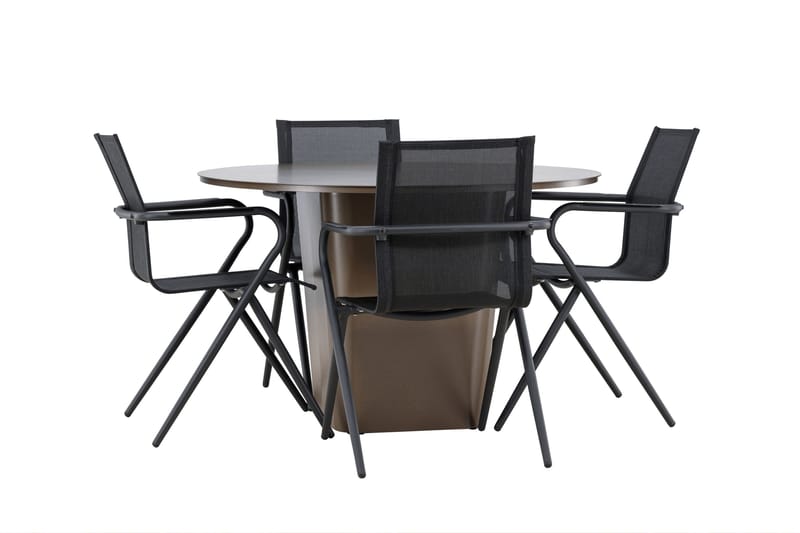 Santa Spisegruppe 120 cm Rund med 4 Alina Stole - Brun - Havemøbler - Udendørsgruppe - Havesæt