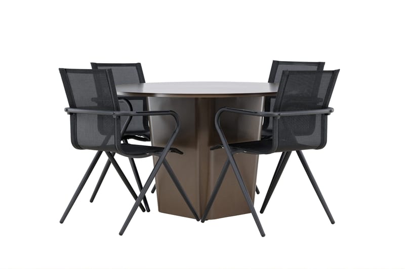 Santa Spisegruppe 120 cm Rund med 4 Alina Stole - Brun - Havemøbler - Udendørsgruppe - Havesæt