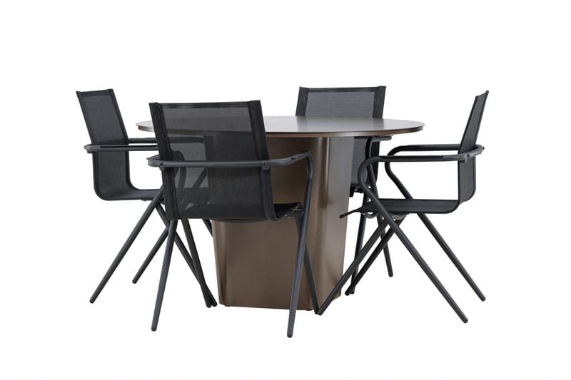 Santa Spisegruppe 120 cm Rund med 4 Alina Stole - Brun - Havemøbler - Udendørsgruppe - Havesæt