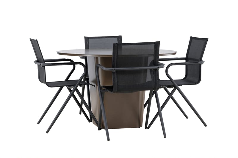 Santa Spisegruppe 120 cm Rund med 4 Alina Stole - Brun - Havemøbler - Udendørsgruppe - Havesæt