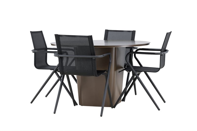 Santa Spisegruppe 120 cm Rund med 4 Alina Stole - Brun - Havemøbler - Udendørsgruppe - Havesæt