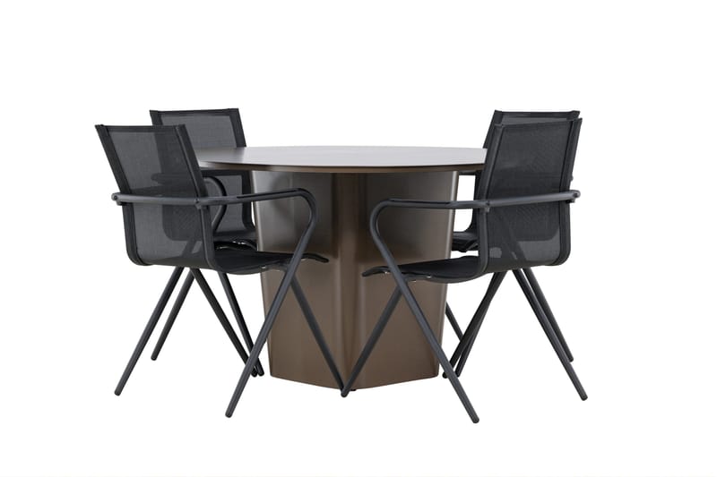 Santa Spisegruppe 120 cm Rund med 4 Alina Stole - Brun - Havemøbler - Udendørsgruppe - Havesæt