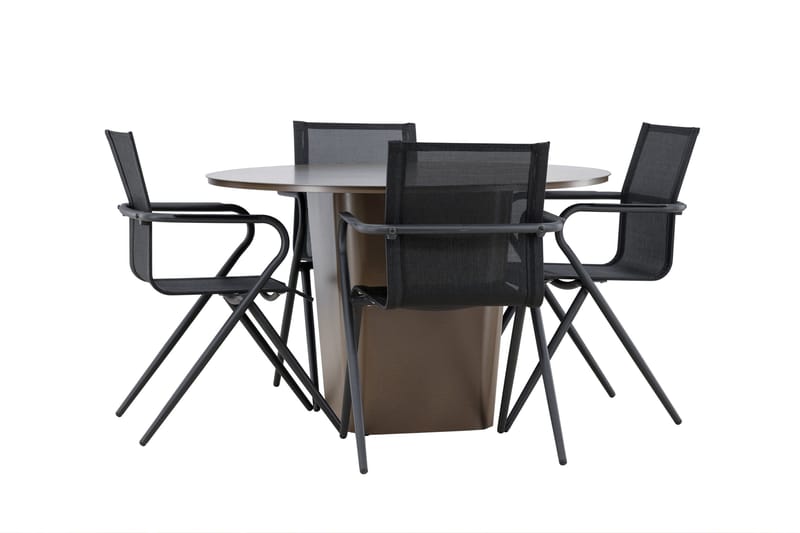 Santa Spisegruppe 120 cm Rund med 4 Alina Stole - Brun - Havemøbler - Udendørsgruppe - Havesæt