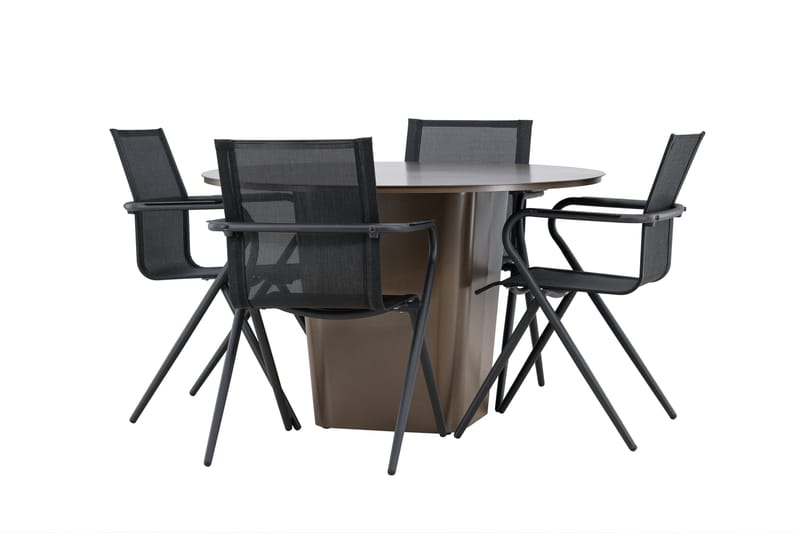 Santa Spisegruppe 120 cm Rund med 4 Alina Stole - Brun - Havemøbler - Udendørsgruppe - Havesæt