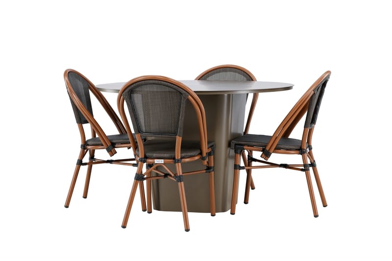Santa Spisegruppe 120 cm Rund med 4 Guarda Stole - Brun - Havemøbler - Udendørsgruppe - Havesæt