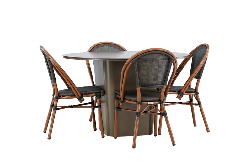 Santa Spisegruppe 120 cm Rund med 4 Guarda Stole - Brun - Havemøbler - Udendørsgruppe - Havesæt