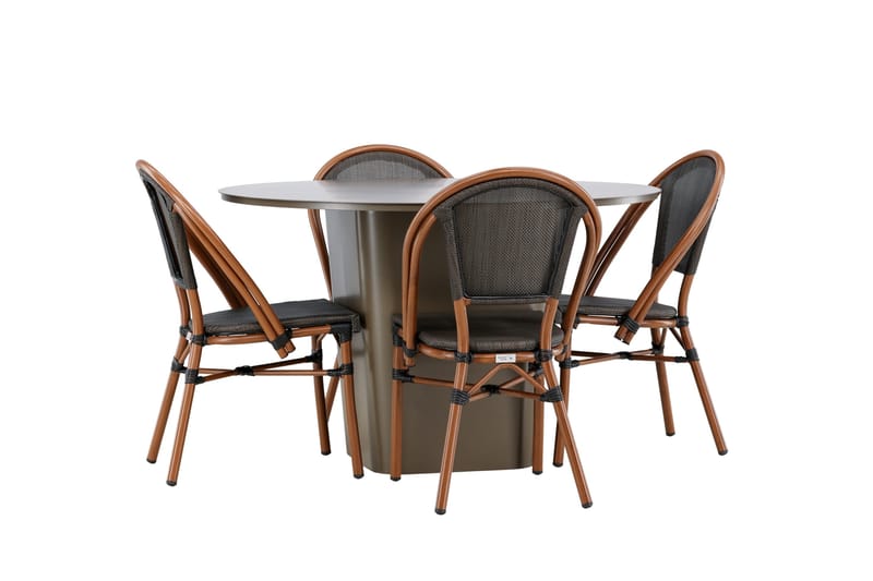 Santa Spisegruppe 120 cm Rund med 4 Guarda Stole - Brun - Havemøbler - Udendørsgruppe - Havesæt