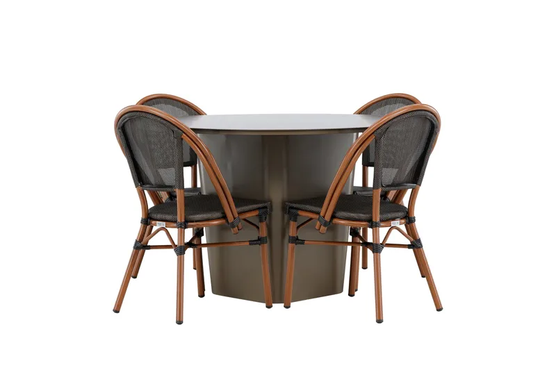 Santa Spisegruppe 120 cm Rund med 4 Guarda Stole, Brun