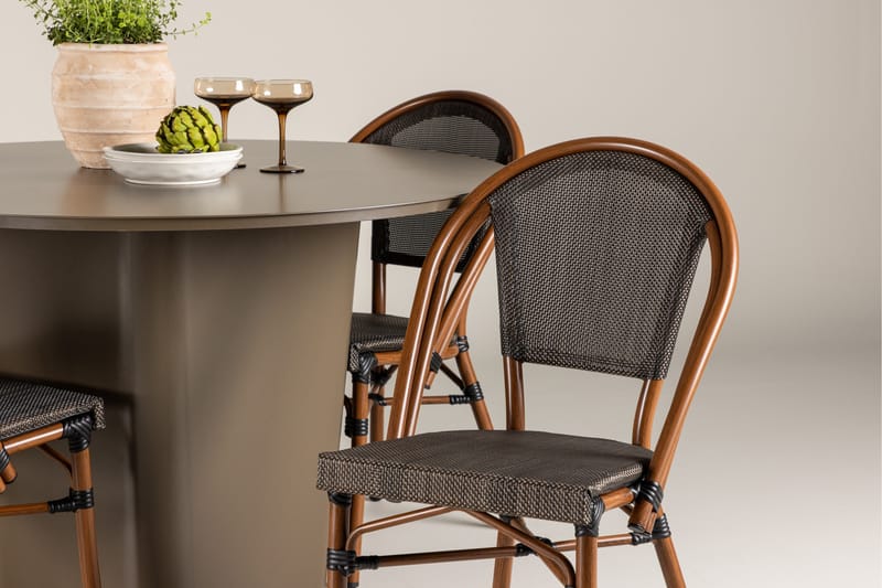 Santa Spisegruppe 120 cm Rund med 4 Guarda Stole - Brun - Havemøbler - Udendørsgruppe - Havesæt