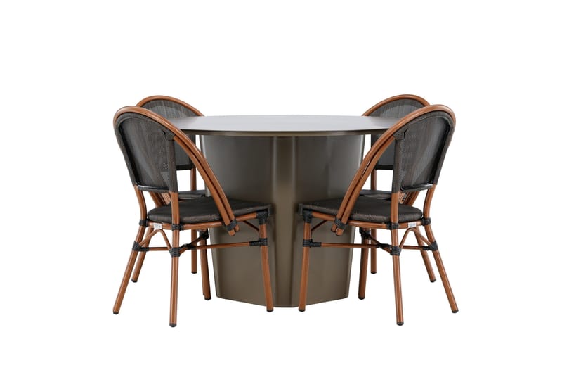 Santa Spisegruppe 120 cm Rund med 4 Guarda Stole - Brun - Havemøbler - Udendørsgruppe - Havesæt