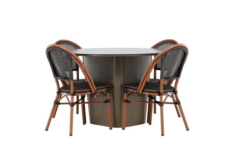 Santa Spisegruppe 120 cm Rund med 4 Guarda Stole - Brun - Havemøbler - Udendørsgruppe - Havesæt