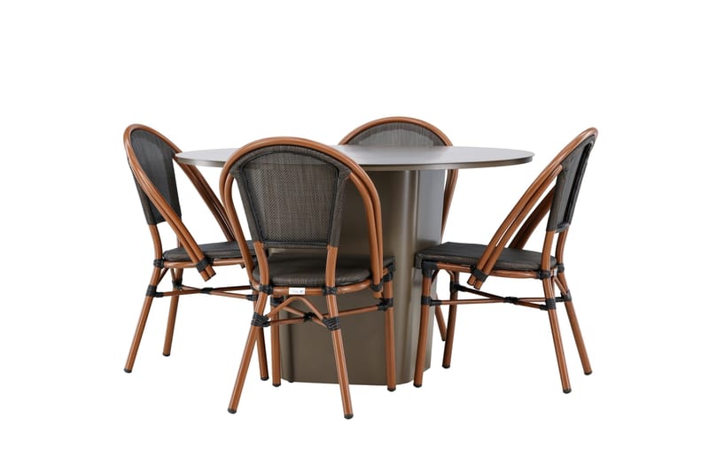 Santa Spisegruppe 120 cm Rund med 4 Guarda Stole - Brun - Havemøbler - Udendørsgruppe - Havesæt