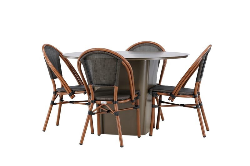 Santa Spisegruppe 120 cm Rund med 4 Guarda Stole - Brun - Havemøbler - Udendørsgruppe - Havesæt