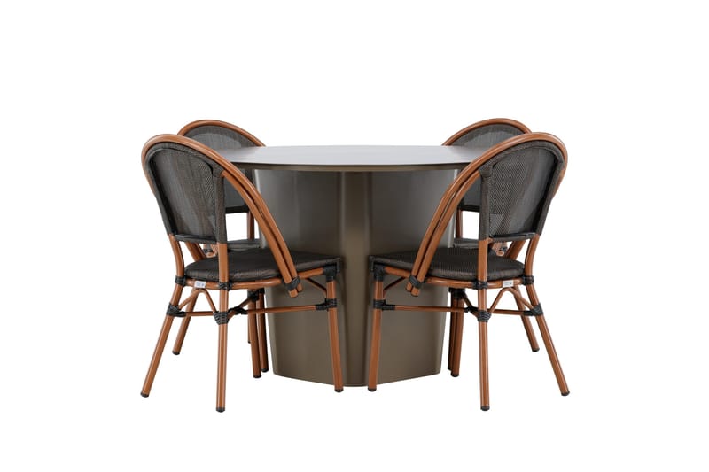 Santa Spisegruppe 120 cm Rund med 4 Guarda Stole - Brun - Havemøbler - Udendørsgruppe - Havesæt