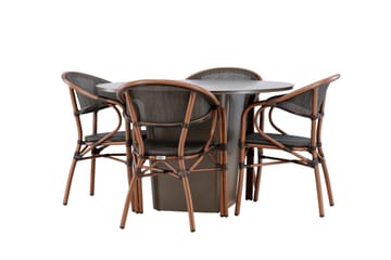 Santa Spisegruppe 120 cm Rund med 4 Vila Real Stole - Brun - Havemøbler - Udendørsgruppe - Havesæt