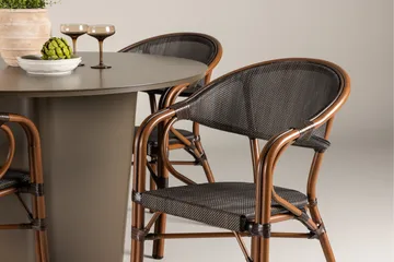 Santa Spisegruppe 120 cm Rund med 4 Vila Real Stole - Brun - Havemøbler - Udendørsgruppe - Havesæt