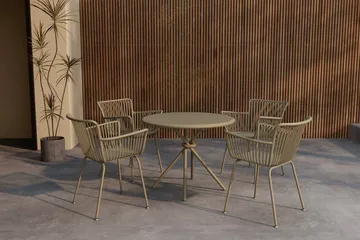 Sifnos spisegruppe 90 cm med 4 stole udendørs - Beige - Havemøbler - Udendørsgruppe - Havesæt