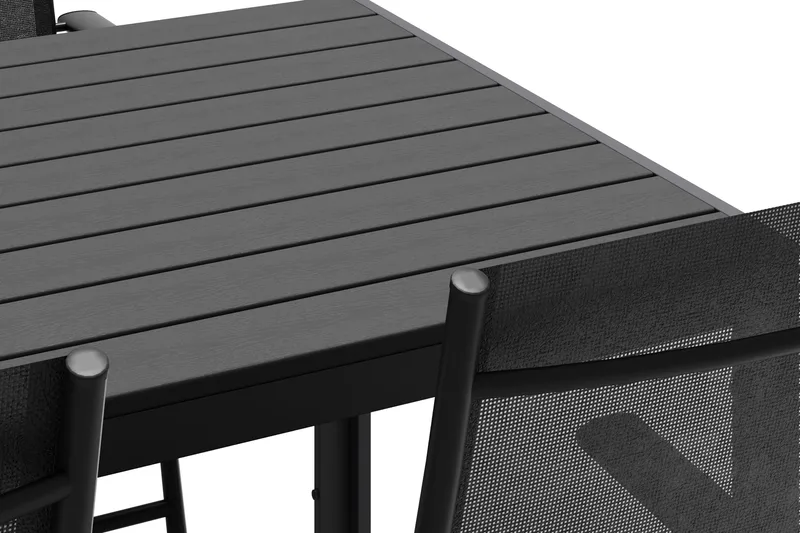 Siri rektangulært havebord 150 cm med 4 Sanna havestole - Sort - Havemøbler - Udendørsgruppe - Havesæt